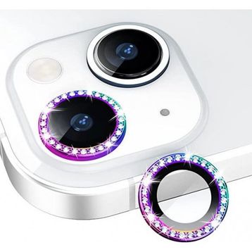 Binano iPhone 11-12-12 Mini Taşlı Gökkuşağı Kamera Koruyucu