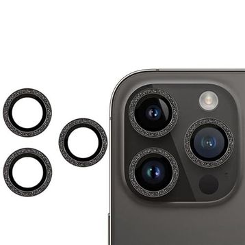 Binano iPhone 12 Pro Max Diamond Siyah Kamera Koruyucu
