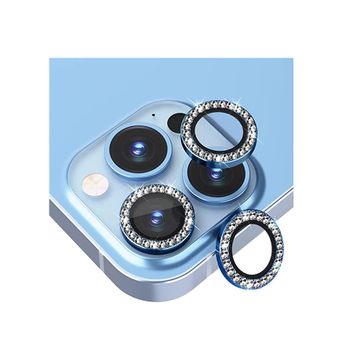 Binano iPhone 13 Pro 13 Pro Max Taşlı Mavi Kamera Koruyucu