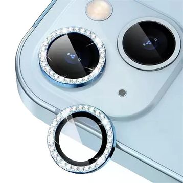 Binano iPhone 14 14 Plus Taşlı Deniz Mavisi Kamera Koruyucu