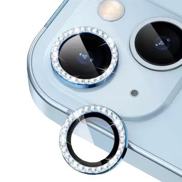 Binano iPhone 14 14 Plus Taşlı Deniz Mavisi Kamera Koruyucu