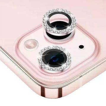 Binano iPhone 14-14 Plus Taşlı Pembe Kamera Koruyucu