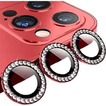Binano iPhone 14 Pro 14 Pro Max Taşlı Kırmızı Kamera Koruyucu