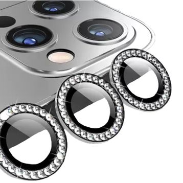 Binano iPhone 14 Pro 14 Pro Max Taşlı Siyah Kamera Koruyucu