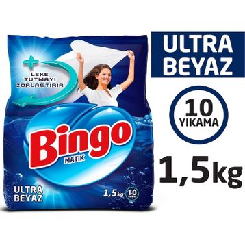 Bingo Matik 10 Yıkama 1500 gr Ultra Beyaz Toz Çamaşır Deterjanı