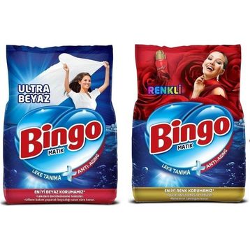 Bingo Matik Ultra Beyaz 4 kg - Ultra Renkli 4 kg Toz Çamaşır Deterjanı (2 adet)