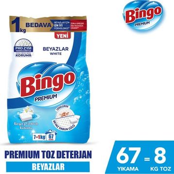 Bingo Premium Beyazlar 7+1 kg Toz Deterjan