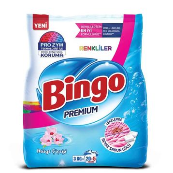 Bingo Premium Renkliler 3 kg Toz Çamaşır Deterjanı