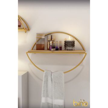 Bino Masif Altın Gold Paslanmaz Mutfak Banyo Altın Elips Kitaplık Demonte Duvar Rafı