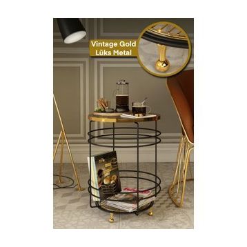 Bino Raflı Sehpa Sehpa Yan Orta Metal Zigon Sehpa Gold Ayaklı Kitaplık