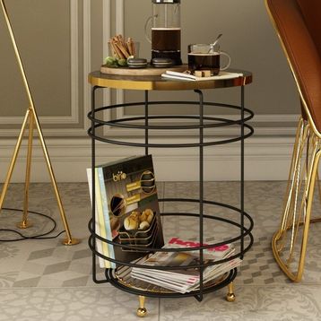 Bino Raflı Sehpa Sehpa Yan Orta Metal Zigon Sehpa Gold Ayaklı Kitaplık