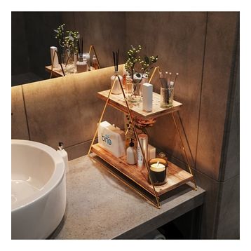 Bino Üçgen Masif Paslanmaz Altın Gold Masa Servis Rafı Demonte Mutfak Banyo Düzenleyici