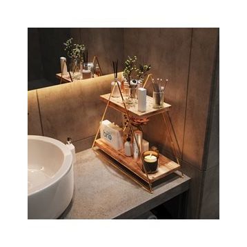 Bino Üçgen Masif Paslanmaz Altın Gold Masa Servis Rafı Demonte Mutfak Banyo Düzenleyici