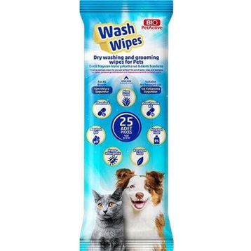 Bio Petactive 25 Adet Küçük Boy Wash Wipes Kedi ve Köpek Temizleme Mendili