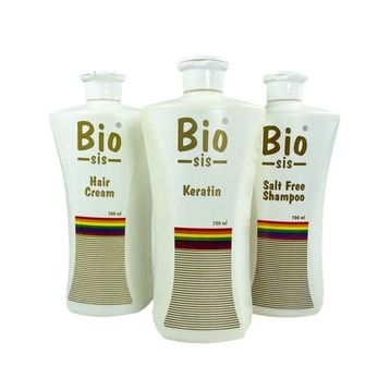 Bio Sis 3'lü Keratin-Saç Kremi-Düz ve Işıltılı Saçlar Botox Tuzsuz Şampuan Kutulu Brezilya Fönü Set