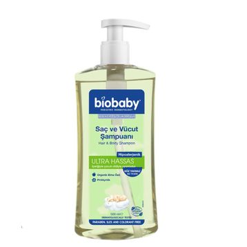 Biobaby Ultra Hassas 500 ml Prebiyotik Alman Papatyası Organik İçerik Saç ve Vücut Şampuanı