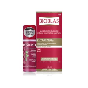Bioblas 360 ml Phytosterol Sağlıklı Uzama Etkili Şampuan + Restorex Sıvı 200 ml Saç Kremi