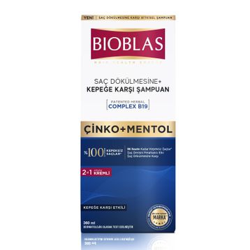 Bioblas Çinko Mentol Saç Dökülmesine ve Kepeğe Karşı 2x360 ml Şampuan
