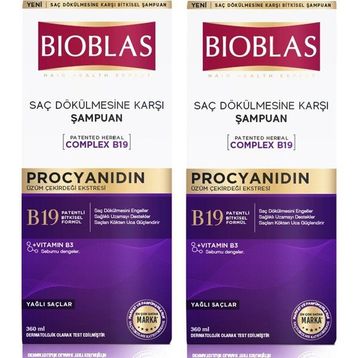 Bioblas Procyanidin 2x360 ml Saç Dökülmesine Yağlanmaya Karşı Şampuan