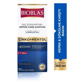 Bioblas Saç Dökülmesine ve Kepeğe Karşı Çinko Mentol 2'si 1 Arada 4x360 ml Şampuan