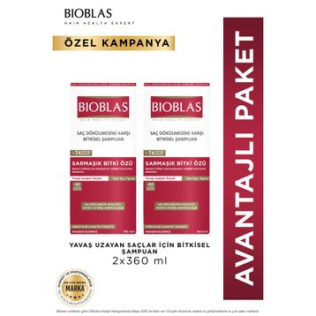 Bioblas Sarmaşık Bitki Özlü Saç Dökülmesine Karşı 2x360 ml Şampuan