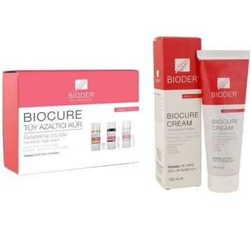 Bioder Vücut 130 ml Biocure Tüy Azaltıcı Krem + 3x10 ml Vücut Tüy Azaltıcı Kür