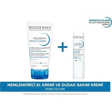 Bioderma Atoderm 50 ml Hand Cream +4 gr Lip Stick