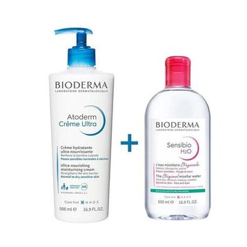 Bioderma Atoderm 500 ml Creme Ultra+500 ml Sensibio H2o Set