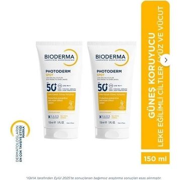 Bioderma Photoderm Spot Leke Karşıtı Yüksek Korumalı SPF 50 2 Adet 150 ml Yüz ve Vücut Güneş Kremi