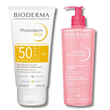 Bioderma SPF50+ 150 ml Photoderm Spot + Bioderma Sensibio 500 ml Foaming Gel