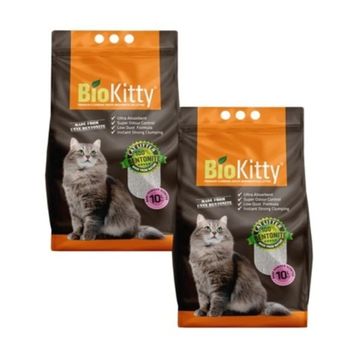BioKitty 2x10 lt Bebek Pudra Kokulu İnce Taneli Doğal Bentonit Kedi Kumu