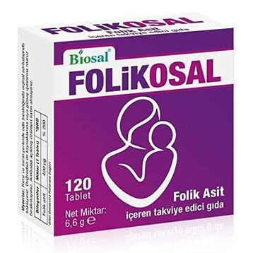 Biosal Folikosal 400 mcg Folik Asit Vitamin B9 120 Tablet