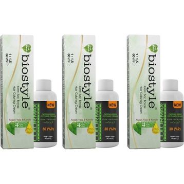 Biostyle Bitki Özlü Argan ve Keratin 5.34 Çikolata Kahve 3x60 ml Saç Boyası+3 Adet Oksidan