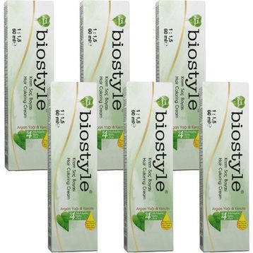 Biostyle Bitki Özlü Argan ve Keratin 6.2 Bej Koyu Kumral Oksidansız 6x60 ml Saç Boyası