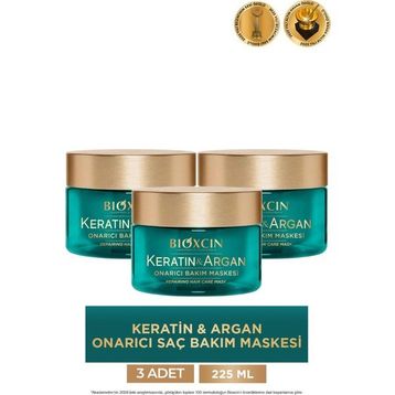 Bioxcin Keratin ve Argan Onarıcı Bakım 3x225 ml Saç Maskesi