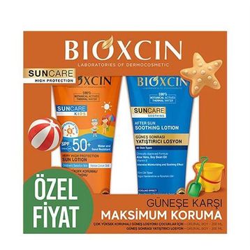 Bioxcin Sun Care Çocuklar İçin SPF50 200 ml Güneş Kremi ve 200 ml Güneş Sonrası Losyon