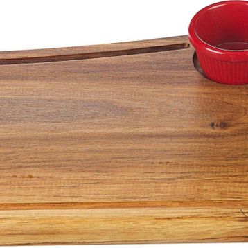 Biradlı GRV-1881 32x23 cm Sosluklu Ceviz Steak Tahta