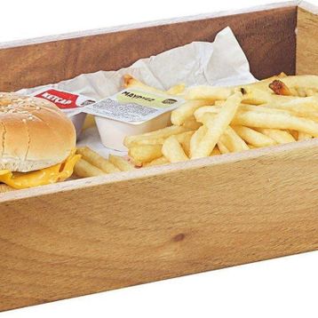 Biradlı GRV-1885 33x23x5,5 cm Ceviz Hamburger Sunum Kasası