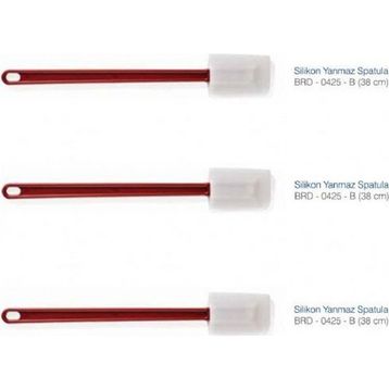 Biradlı Kırmızı 38 cm Silikon Yanmaz Spatula