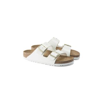 Birkenstock Arizona BF Patent 1005294 Patent White Beyaz Rugan Birko-Flor Unisex Çift Bantlı Terlik