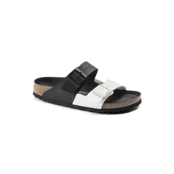 Birkenstock Arizona BF Split 1019703 Black White Siyah Beyaz Birko-Flor Unisex Çift Bantlı Terlik