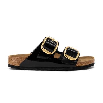 Birkenstock Arizona Big Buckle BF Patent 1027918 Patent Black Gold Siyah Altın Kadın Terlik