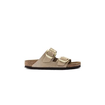 Birkenstock Arizona Big Buckle NU 1024064 Sandcastle Bej Nubuk Deri Kadın Çift Bantlı Terlik