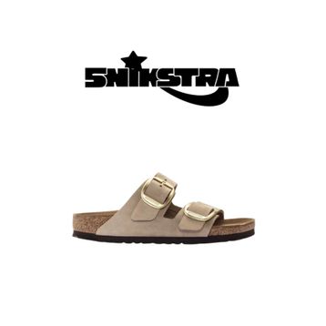Birkenstock Arizona Big Buckle NU 1024064 Sandcastle Bej Nubuk Deri Kadın Çift Bantlı Terlik