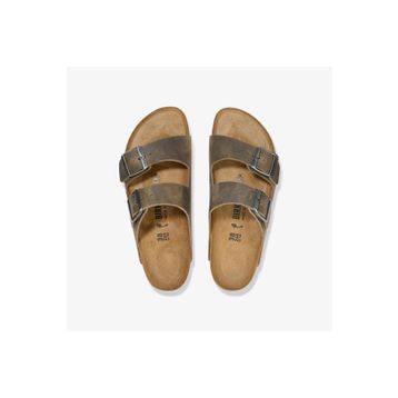 Birkenstock Arizona LEOI 1027039 Faded Khaki Haki Yağlı Nubuk Deri Unisex Terlik