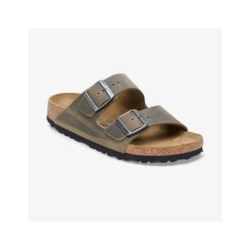 Birkenstock Arizona LEOI 1027039 Faded Khaki Haki Yağlı Nubuk Deri Unisex Terlik