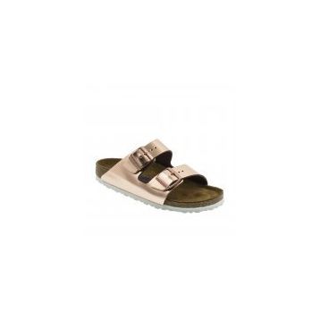 Birkenstock Arizona SFB NL Metallic 952093 Copper Bakır Hakiki Deri Kadın Çift Bantlı Terlik