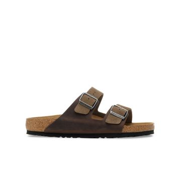 Birkenstock Arizona VL LEOI 1030722 Dark Tea Koyu Kahverengi Süet ve Yağlı Deri Erkek Çift Bantlı Terlik