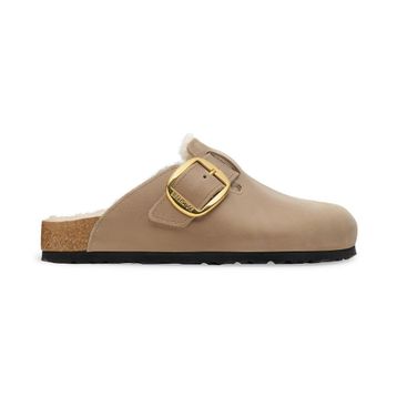 Birkenstock Boston Big Buckle Shearling 1030444 Tobacco Brown Kahverengi Yağlı Nubuk Deri Kadın Kapalı Terlik