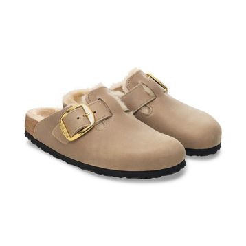 Birkenstock Boston Big Buckle Shearling 1030444 Tobacco Brown Kahverengi Yağlı Nubuk Deri Kadın Kapalı Terlik